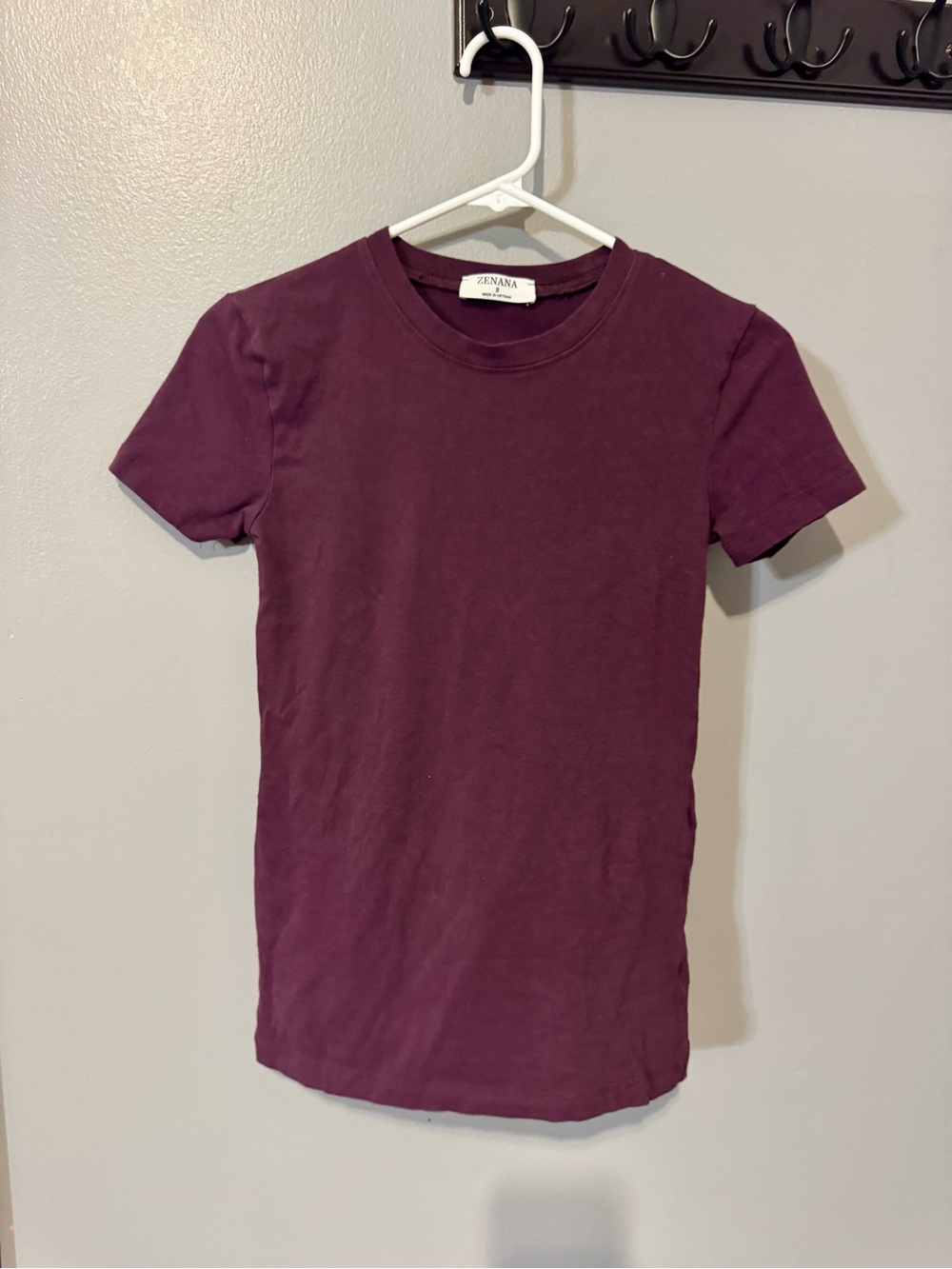 Zenana Outfitters Men's Short-Sleeve Crewneck T-Shirt in Plum